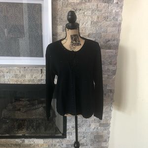 Black sweater cardigan with beading